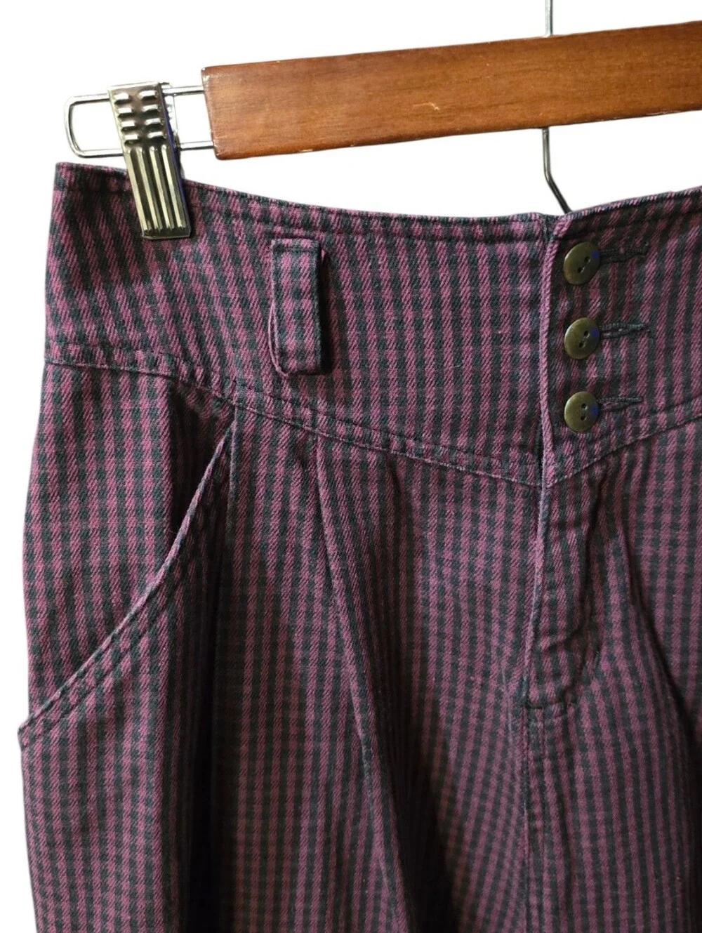 Vintage 90s Lizwear Houndstooth Midi Skirt Burgandy Purple /Black 6